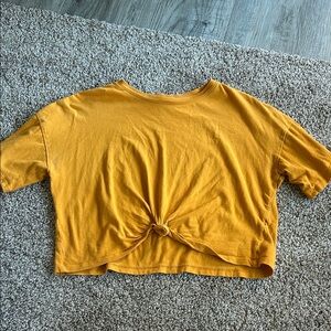 Forever 21 Mustard Twist-Front Crop Top